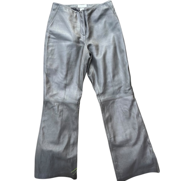 Dark Brown Genuine Leather Pants Size 8 - Picture 1 of 5